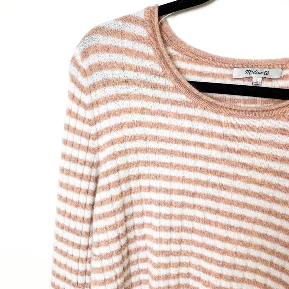 Madewell pink collette striped alpaca sweater L - Picture 3 of 7